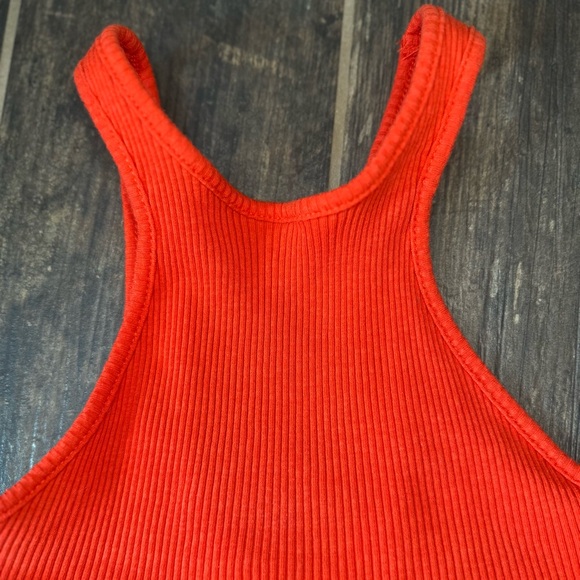 Free People Red/Orange Ribbed Crop Top - Picture 4 of 7